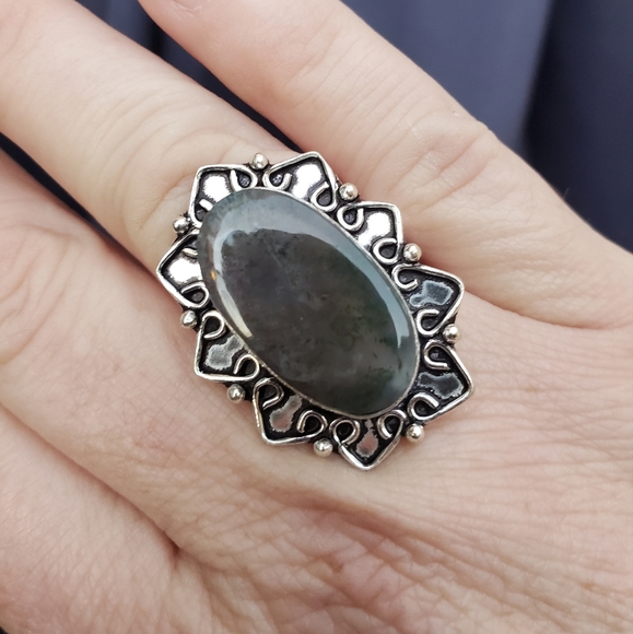 New Moss Agate 925 Silver Ring. - Picture 11 of 12